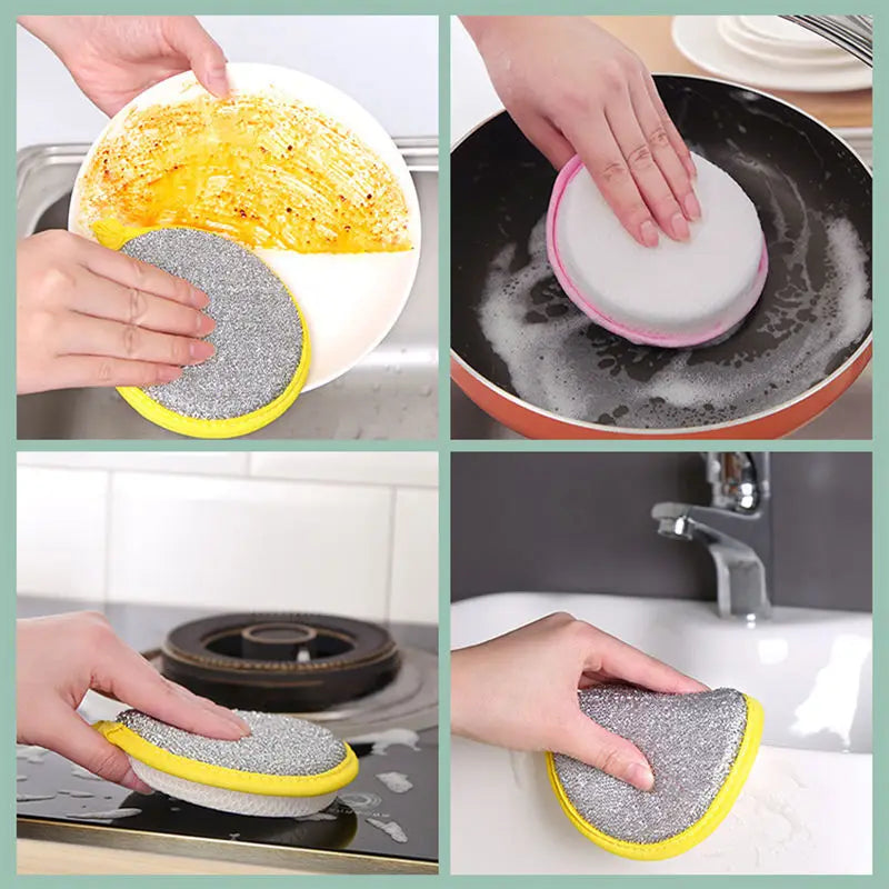BZEQ Double Sided Dishwashing Sponges Set With Nylon Scrubbers