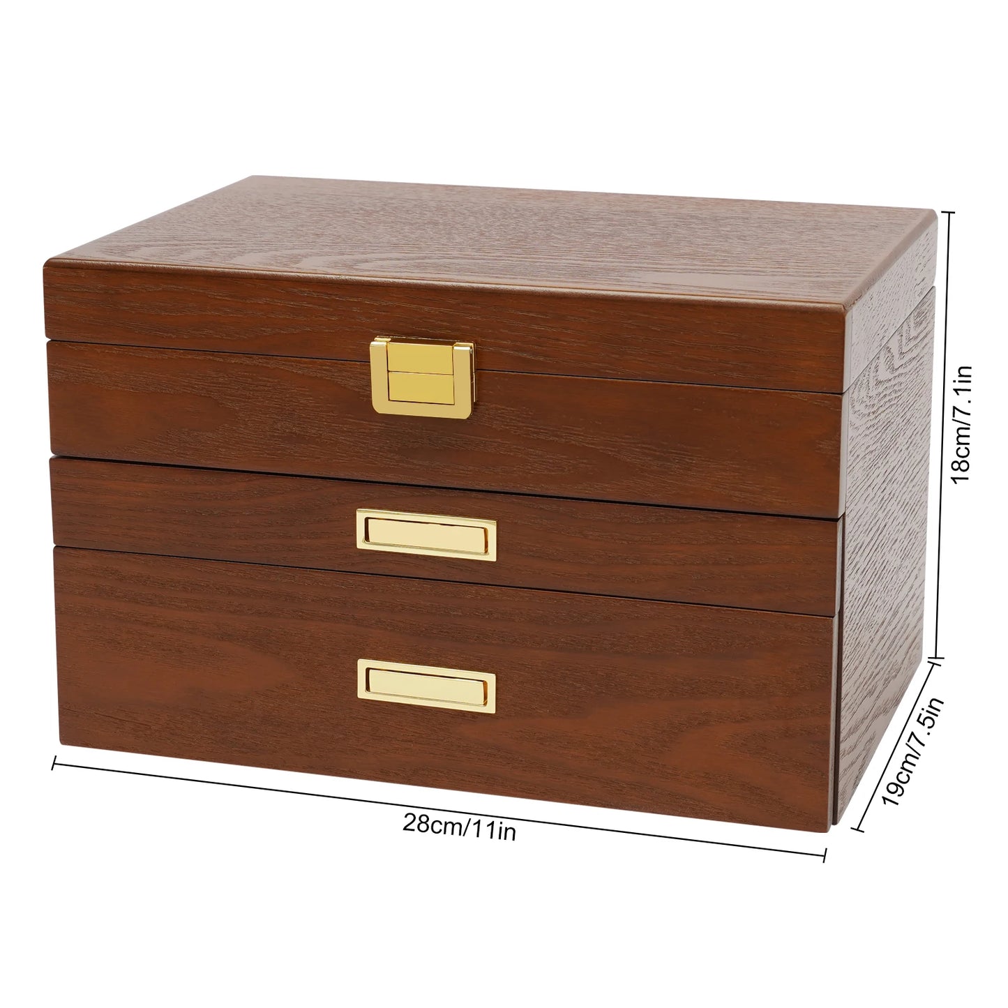 Black Walnut Wood Jewelry And Watch Display Case Organizer