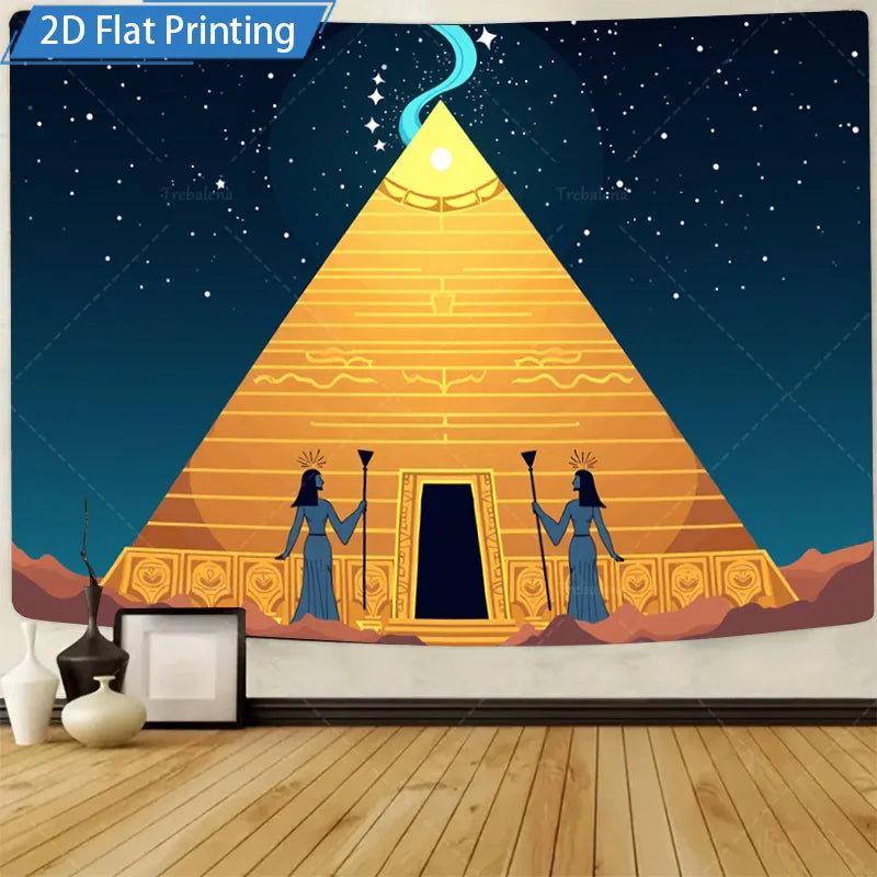 Stormy Mountain Cross Scene Tapestry Modern Spiritual Wall Art