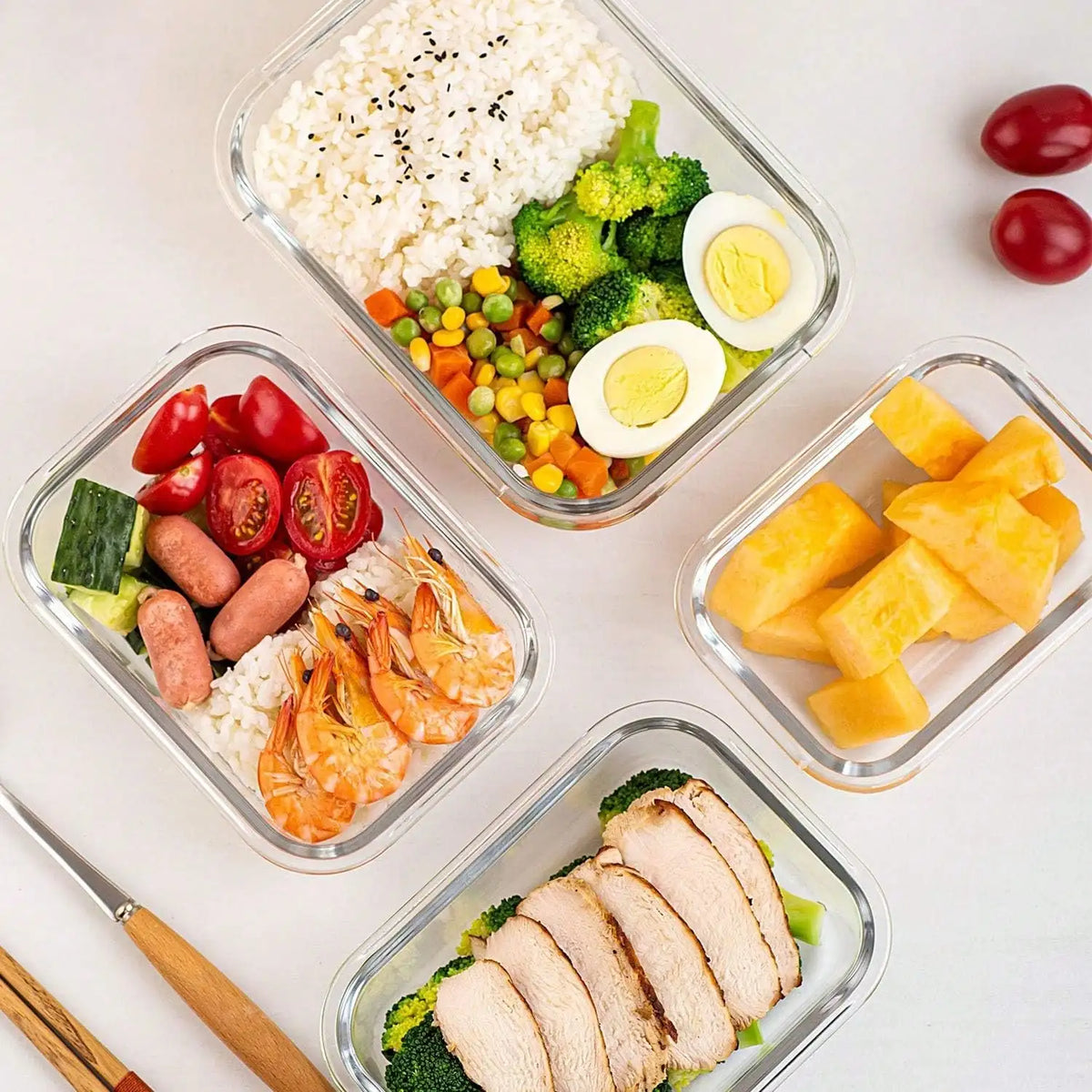 Glass Meal Prep Containers With Airtight Lids For Food Storage