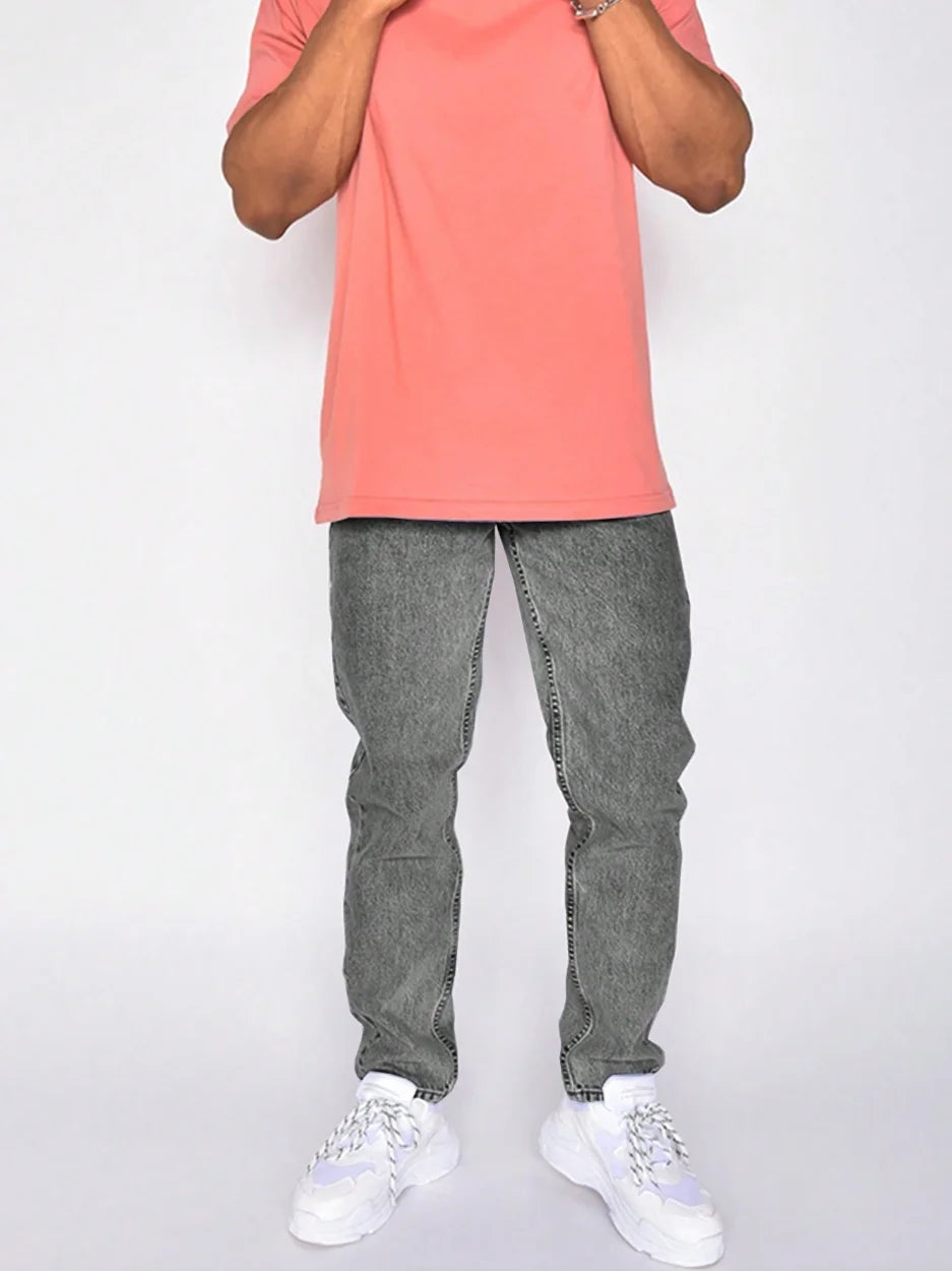 Loose Gray Jeans For Men Warm For Autumn And Winter