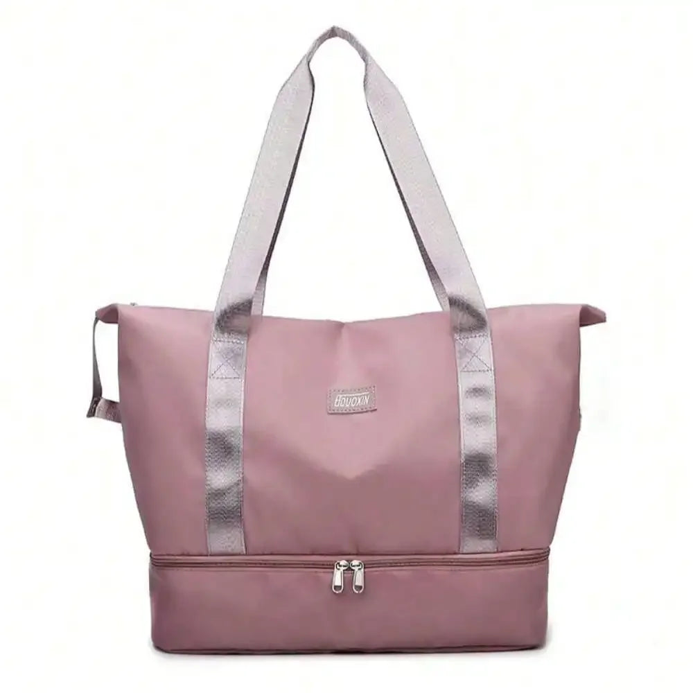 Expandable Weekender Tote Bag With Separate Shoe Compartment For Gym