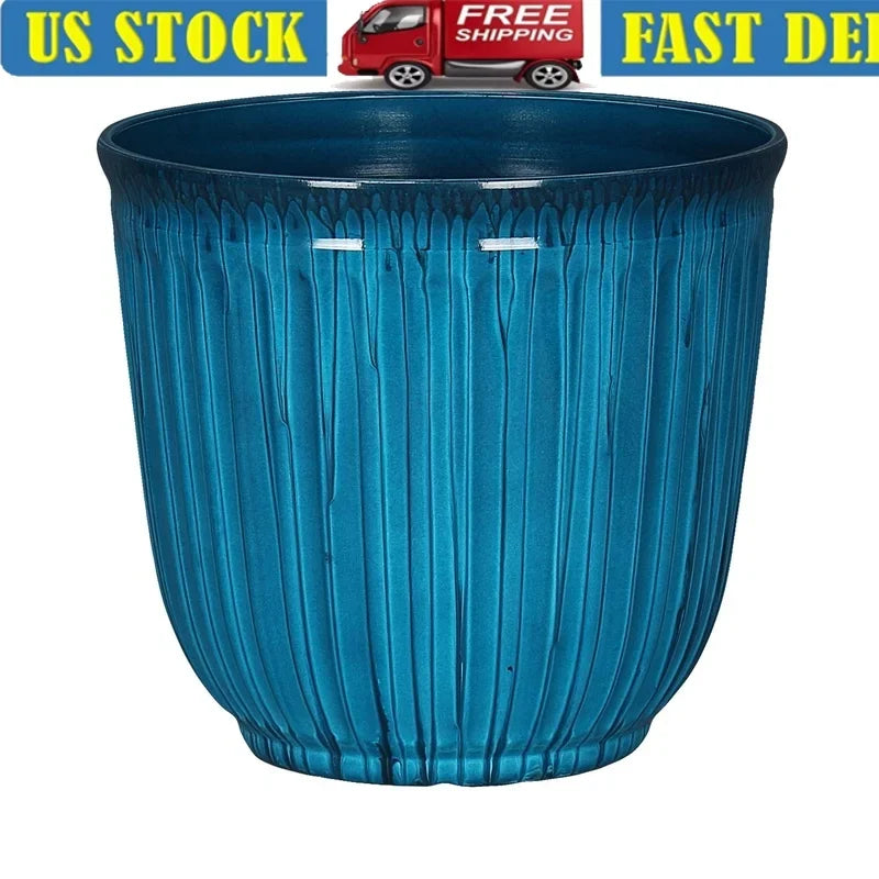 Recycled Plastic Round Planter With Drainage Holes UV Resistant