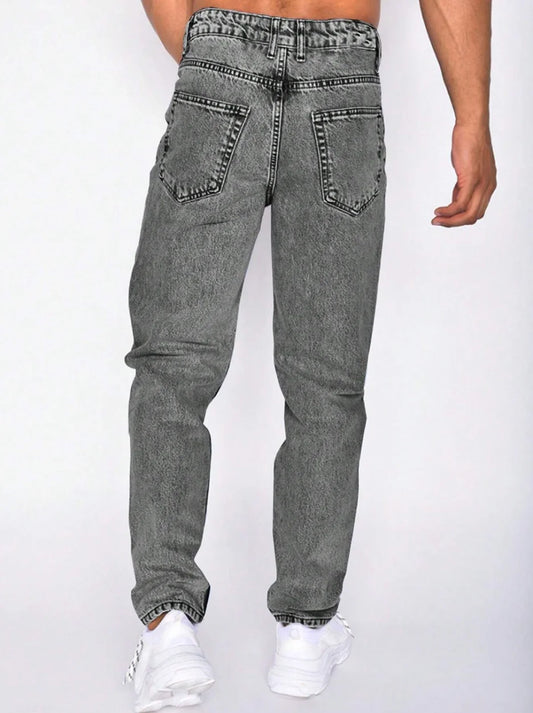 Loose Gray Jeans For Men Warm For Autumn And Winter