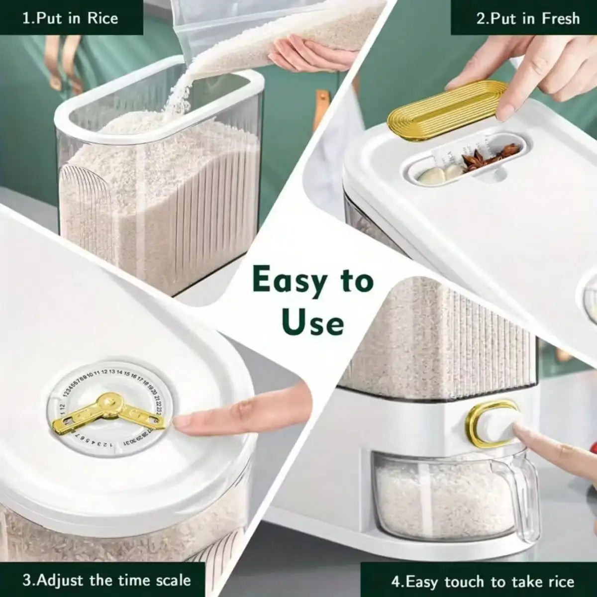 5 In 1 Grain Dispenser Storage Jar With Lids