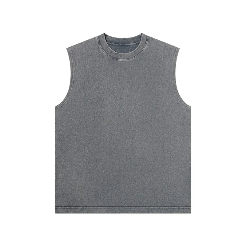 Cotton Men's Sleeveless Vest, Retro Washed Casual Style