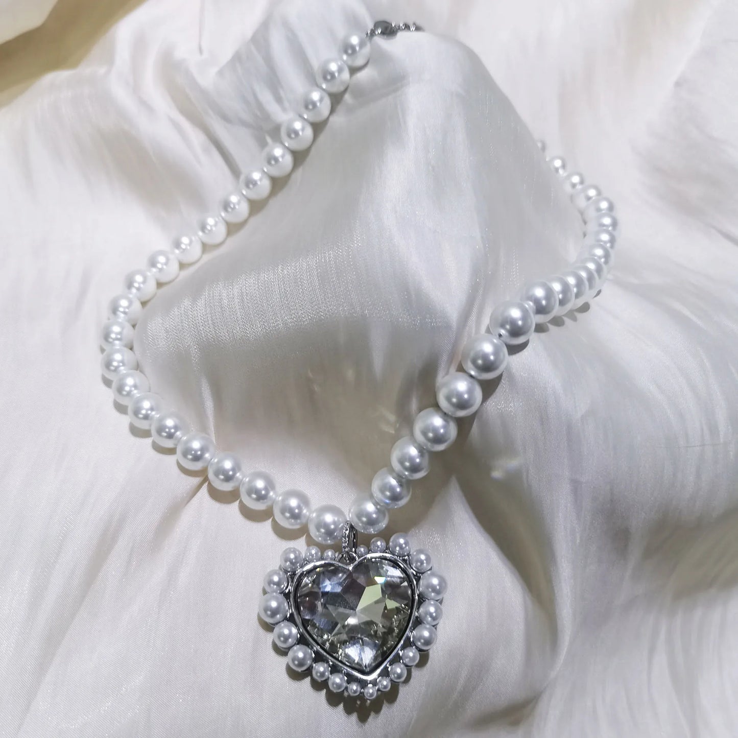 Crystal Heart Jewelry Set For Women Necklace Earrings Bracelet Ring