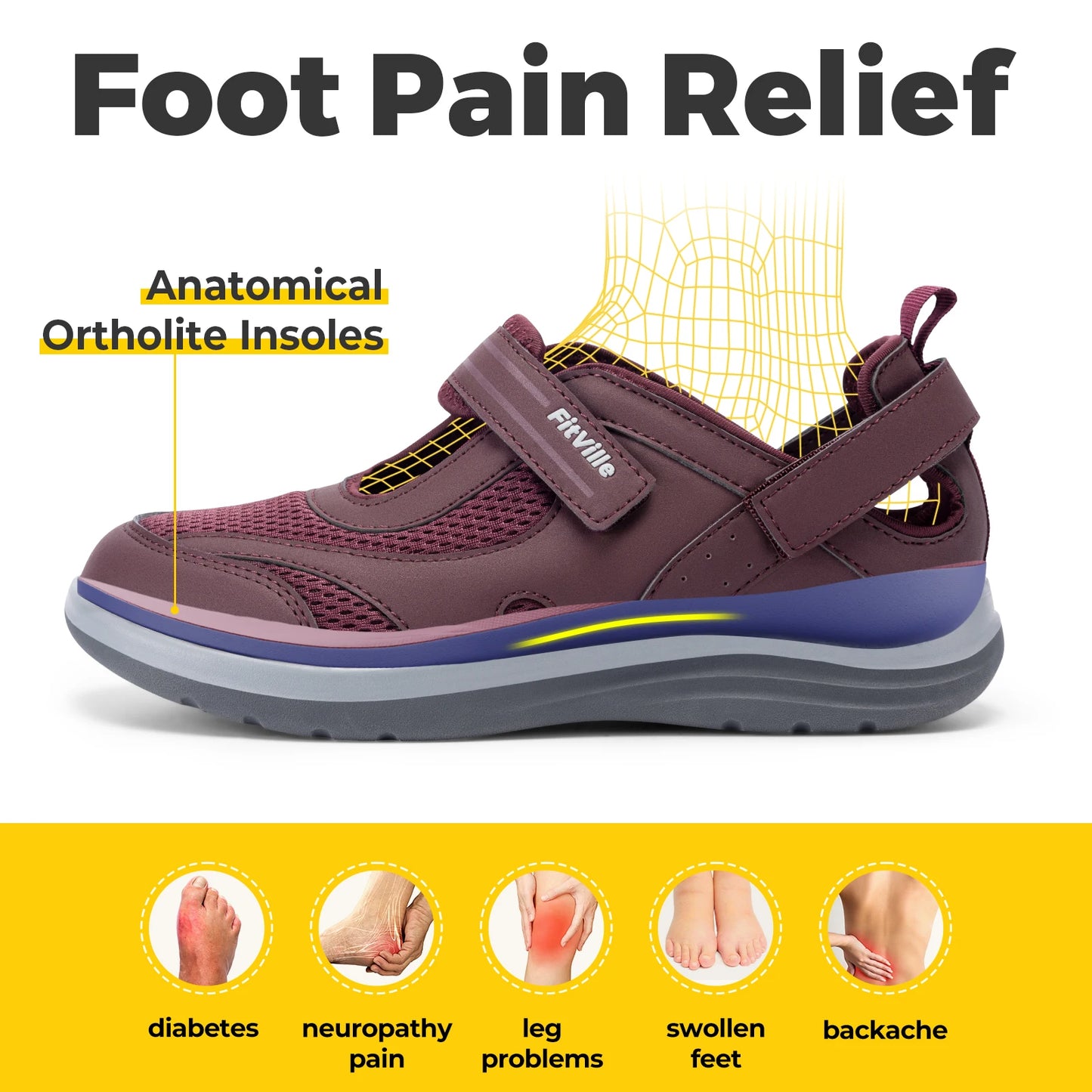 Fitville Mary Jane Sandals With Widened Toe For Swollen Feet