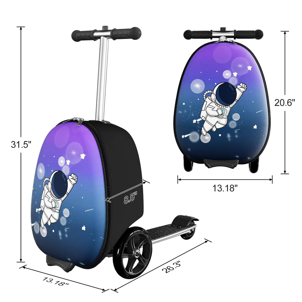 JETTING Kids 2-in-1 Ride-On Scooter Suitcase with LED Wheels