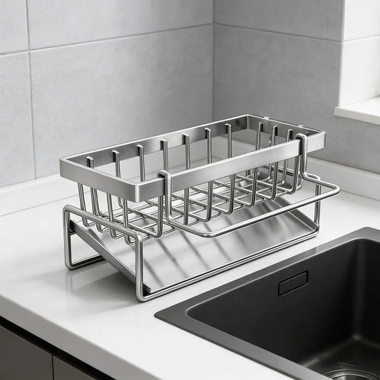 Multifunctional Carbon Steel Kitchen Rack Sink Drain Storage Organizer