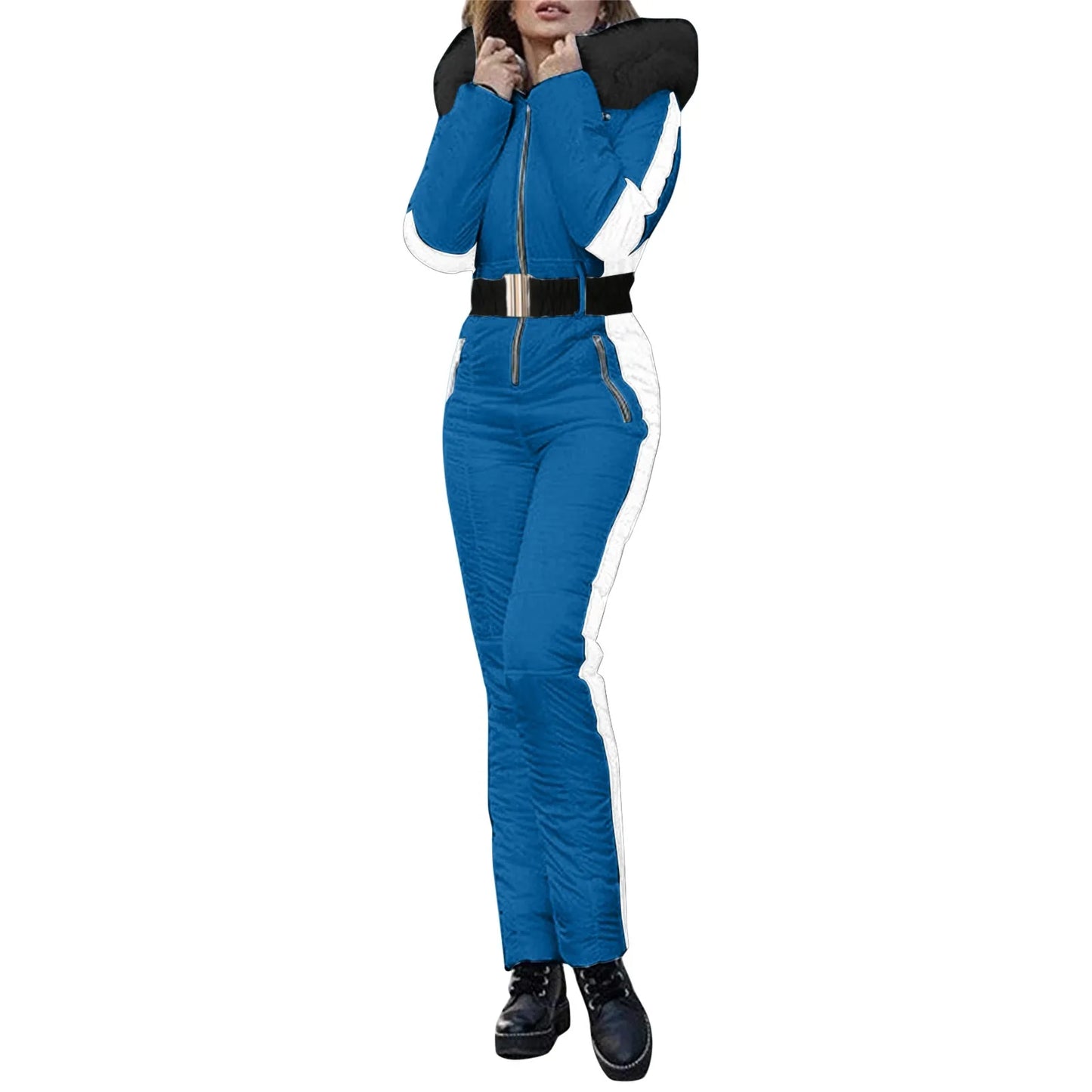 Women's Winter Outdoor Ski Snow Jacket Jumpsuit With Removable Hood