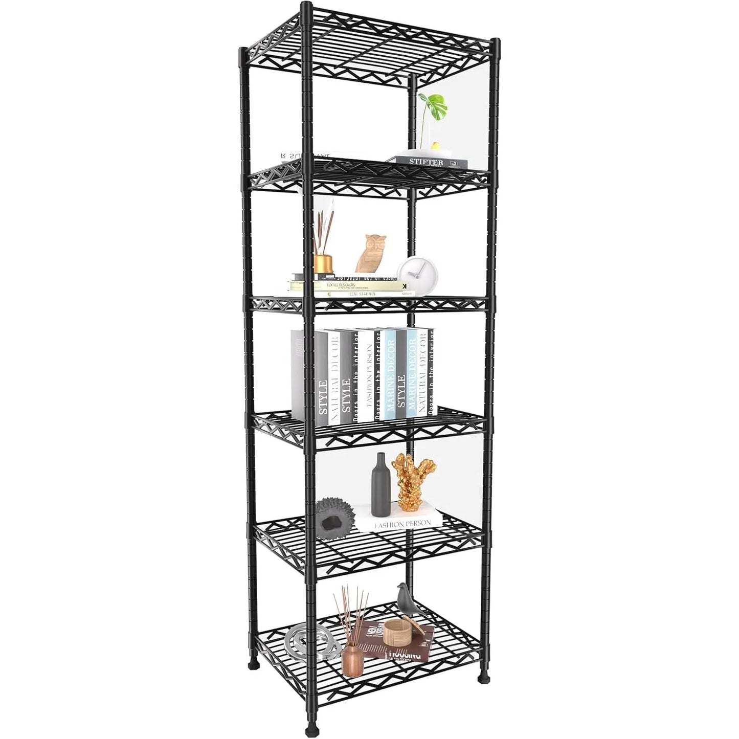 Six Tier Metal Storage Shelves Adjustable Height Pantry Rack