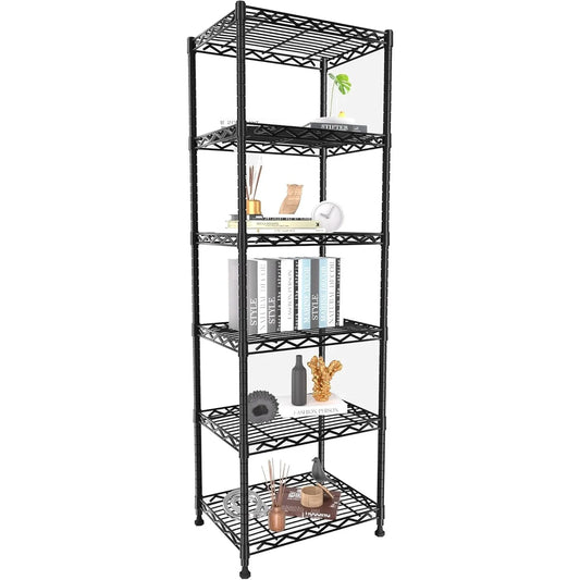 Six Tier Metal Storage Shelves Adjustable Height Pantry Rack