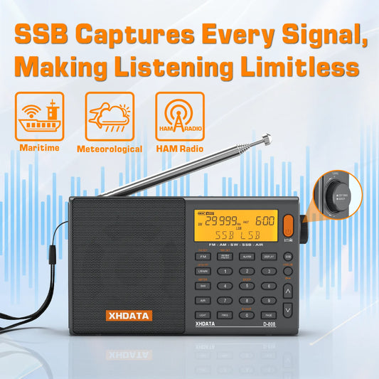 XHDATA D808 Portable Multiband Radio With AM FM SW