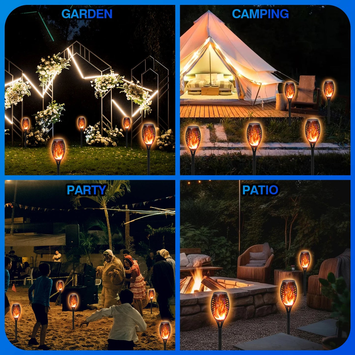 Solar Torch Lights with Flickering Flame for Outdoor Garden Decor