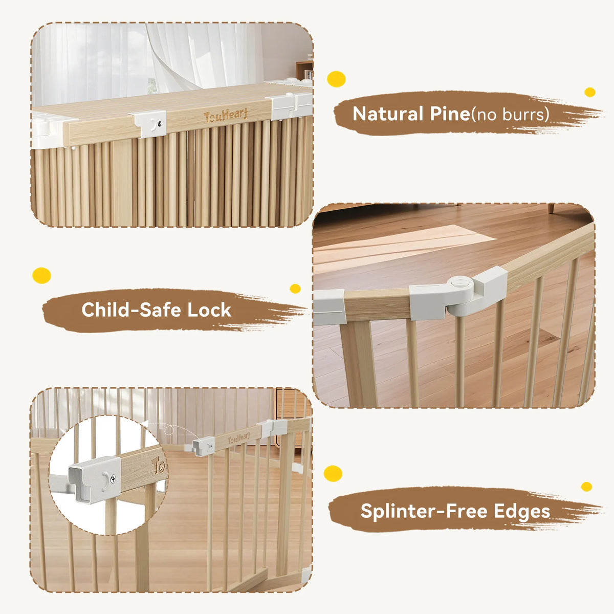 Premium Wooden Foldable Baby Playpen With Secure Safety Gate