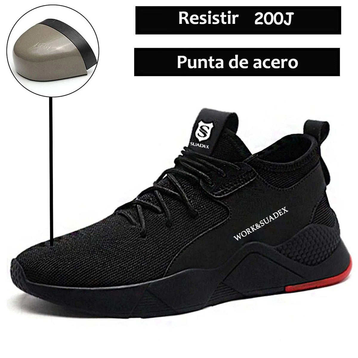 SUADEX Men Work Safety Shoes Steel Toe Cap Anti Smashing