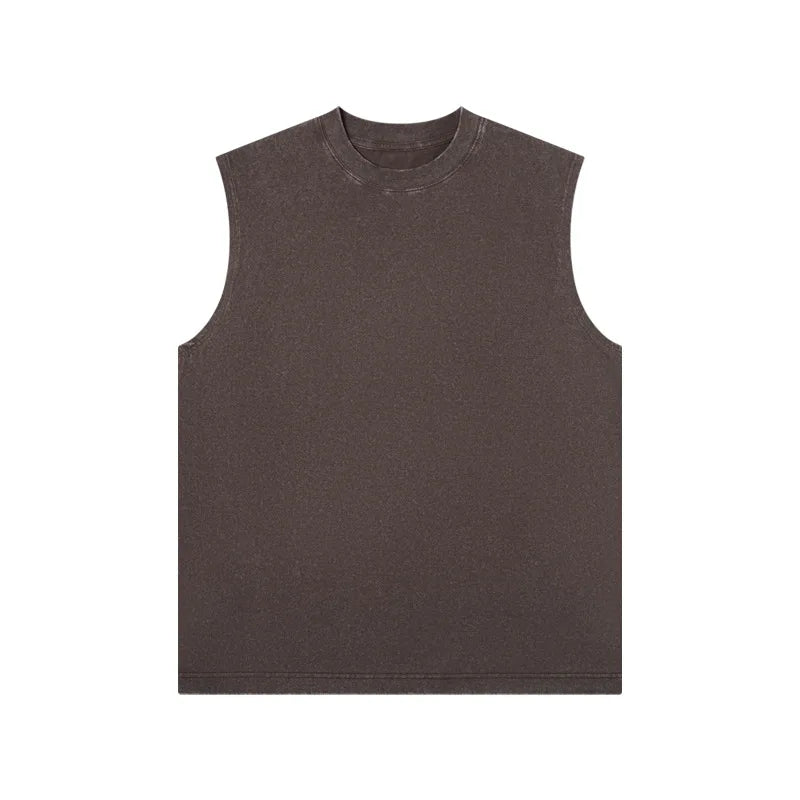 Cotton Men's Sleeveless Vest, Retro Washed Casual Style