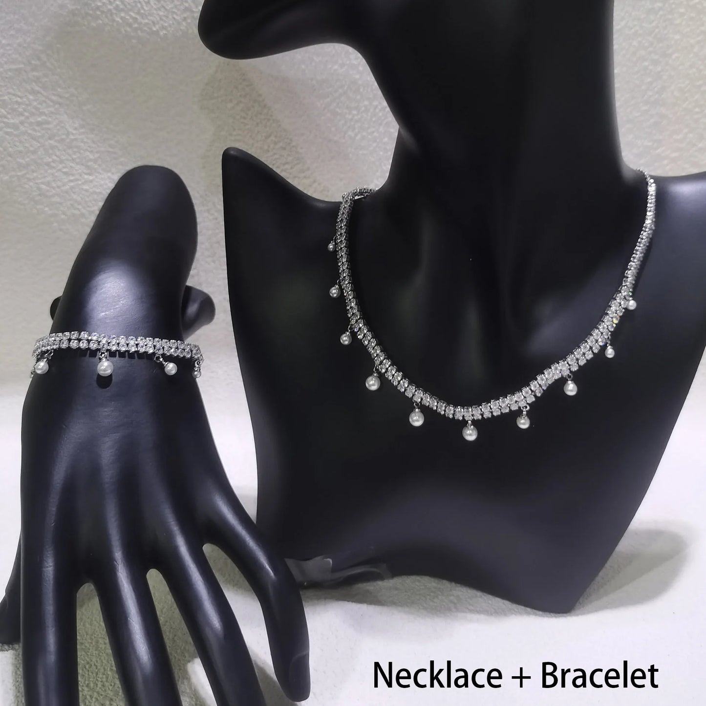 Crystal Heart Jewelry Set For Women Necklace Earrings Bracelet Ring