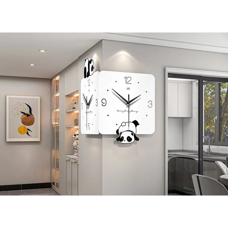 Double-Sided Corner Wall Clock For Living Room Modern Silent Design