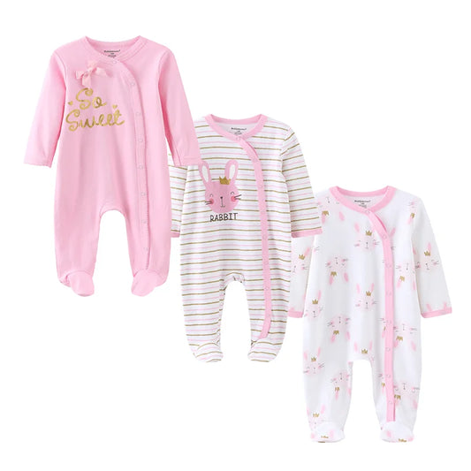 Three Piece Cotton Baby Romper Set Long Sleeve All Seasons