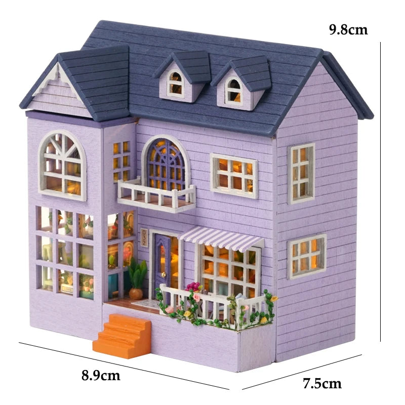 Diy Mini Wooden Dollhouse With Furniture Light Pink Princess Villa Kit