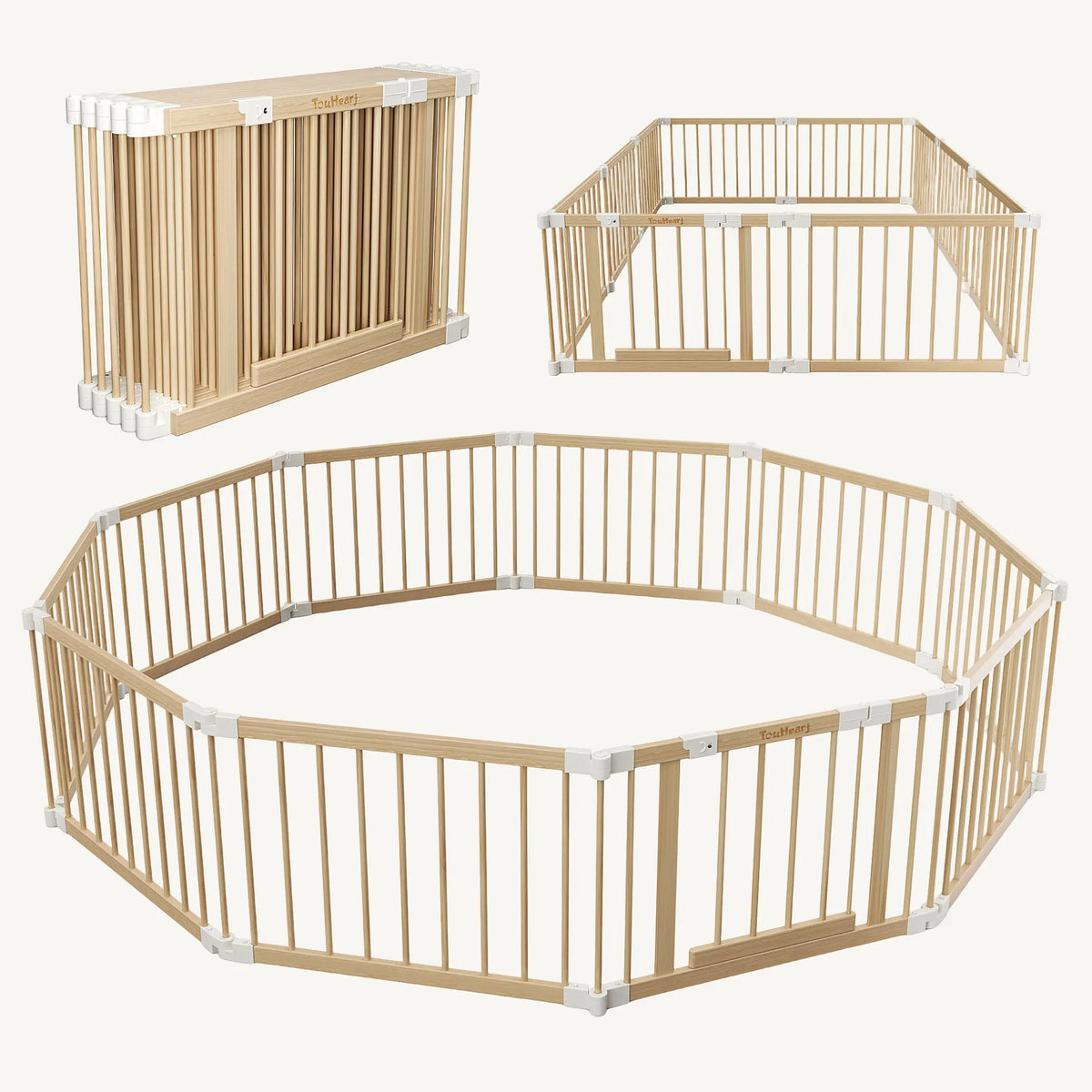 Premium Wooden Foldable Baby Playpen With Secure Safety Gate