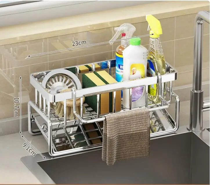 Sink Cleaning Tools Storage Rack Stainless Steel Drain Organizer For Kitchen