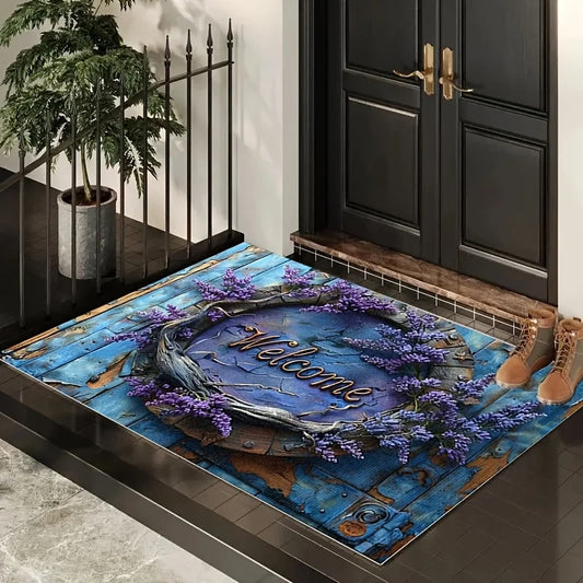 Welcome Flannel Bottom Carpet For Living Room Entryway Mat