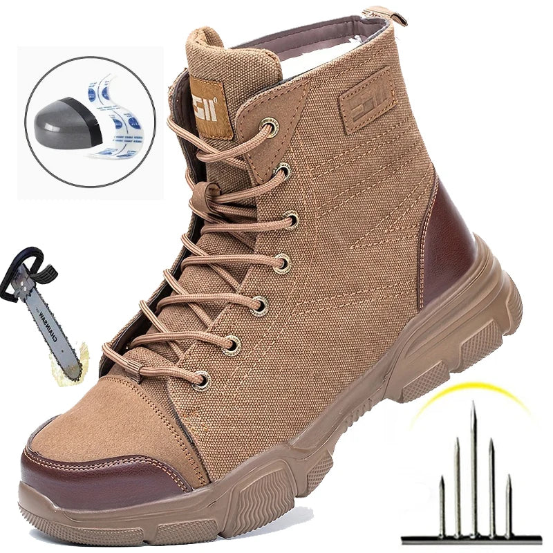 Men Steel Toe Work Boots Anti Smash Piercing Non Slip