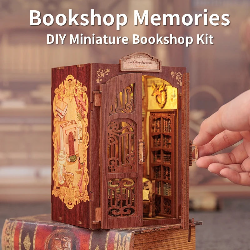 CUTEBEE DIY Book Nook Kit Wooden Owl Bookstore With Lights