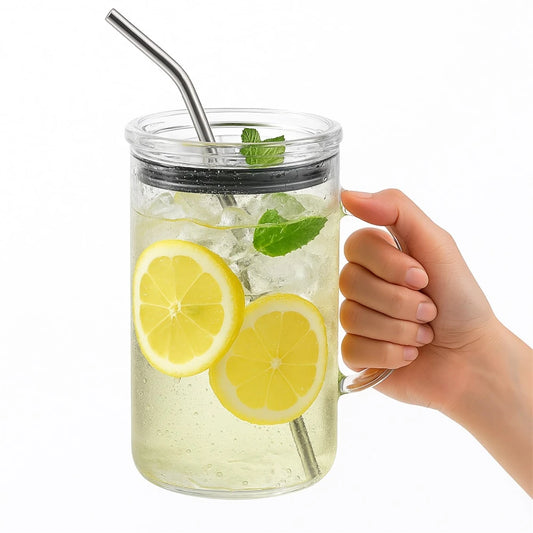 Glass Tumbler With Lid And Straw For Hot And Cold Drinks