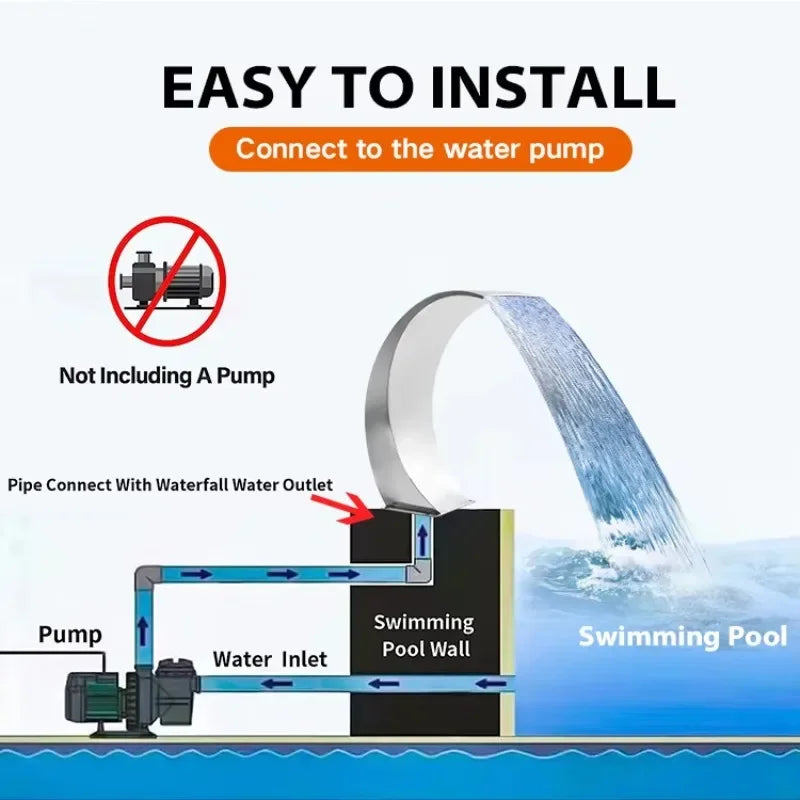 Stainless Steel Pool Fountain Waterfall Arc for Outdoor Spa