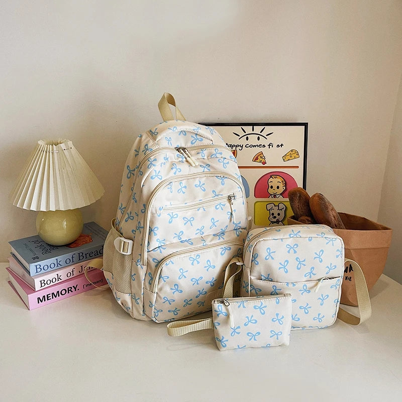 Bow Print Backpack Set With Crossbody Bag For Kids UltraDurablePremiumQualityMaterialConstruction