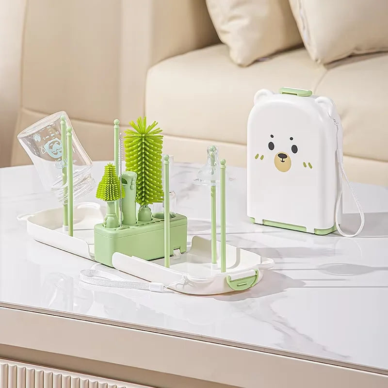 Travel Baby Bottle Brush Set With Silicone Brushes And Box