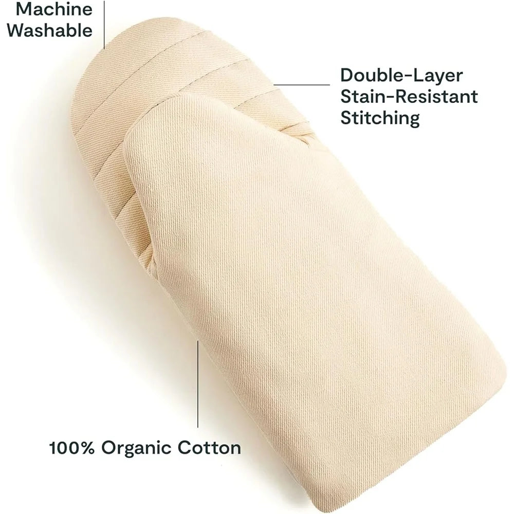 Organic Cotton Oven Mitts Set Of 2 Stain Resistant