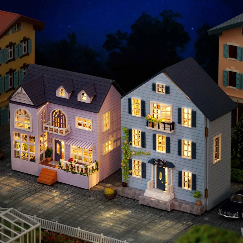 Diy Mini Wooden Dollhouse With Furniture Light Pink Princess Villa Kit