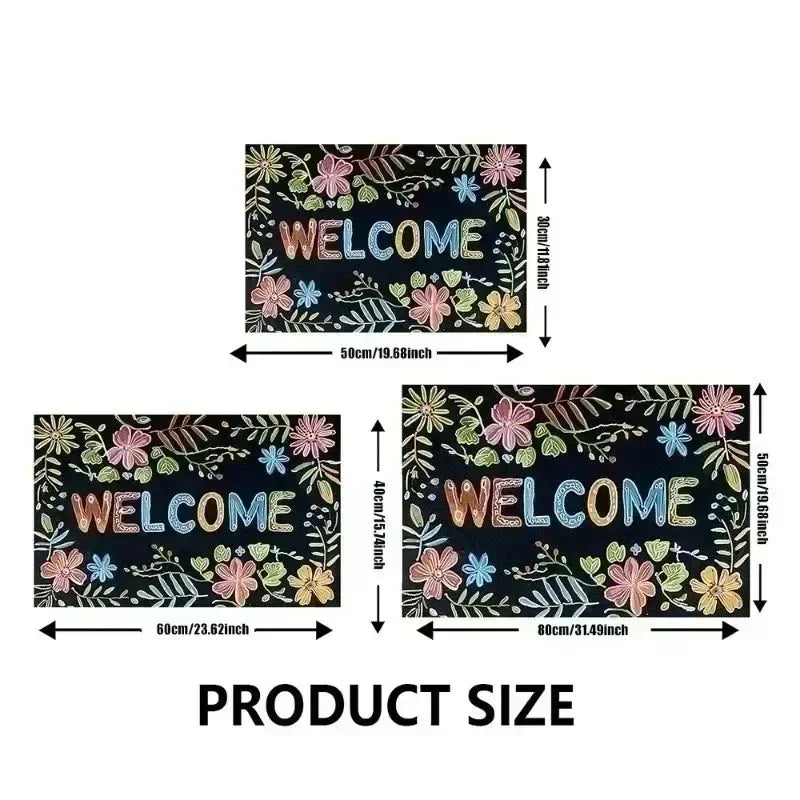 Welcome Flannel Bottom Carpet For Living Room Entryway Mat