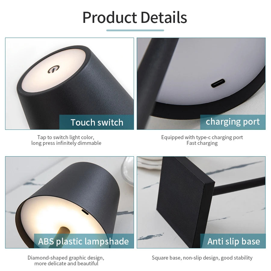 GGBE Rechargeable LED Table Lamp With Touch Dimmer