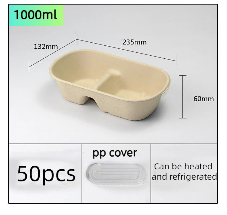 Biodegradable Bamboo Pulp Bento Lunch Boxes Disposable Food Containers