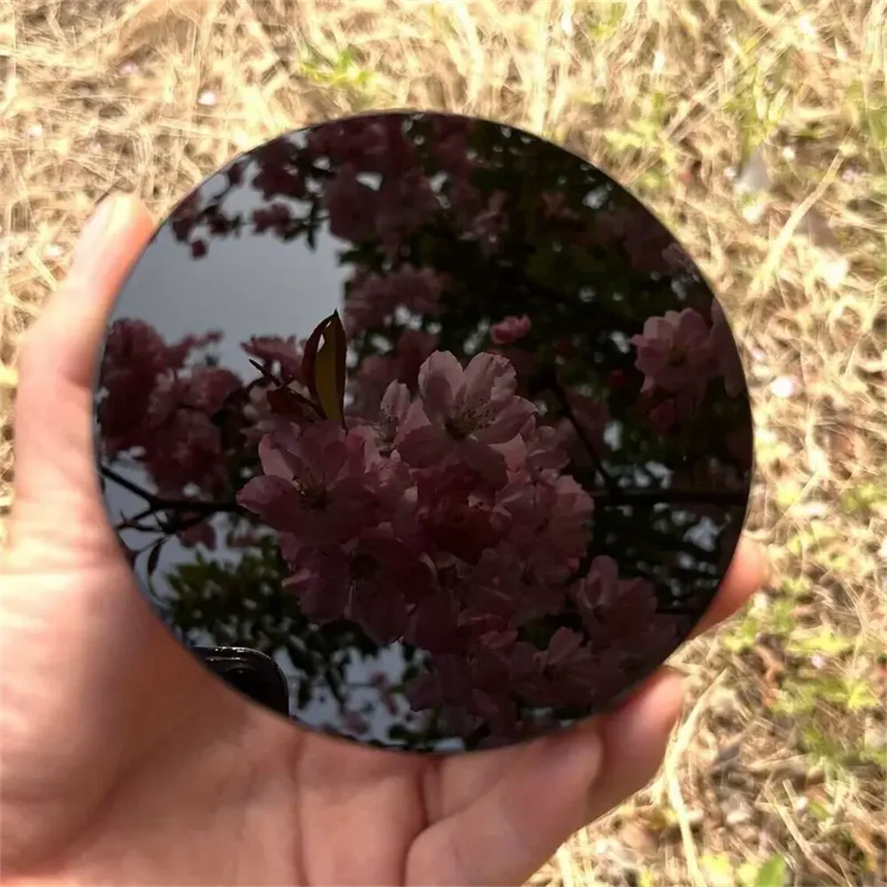 Natural Obsidian Round Mirror Black Crystal Lens Meditation