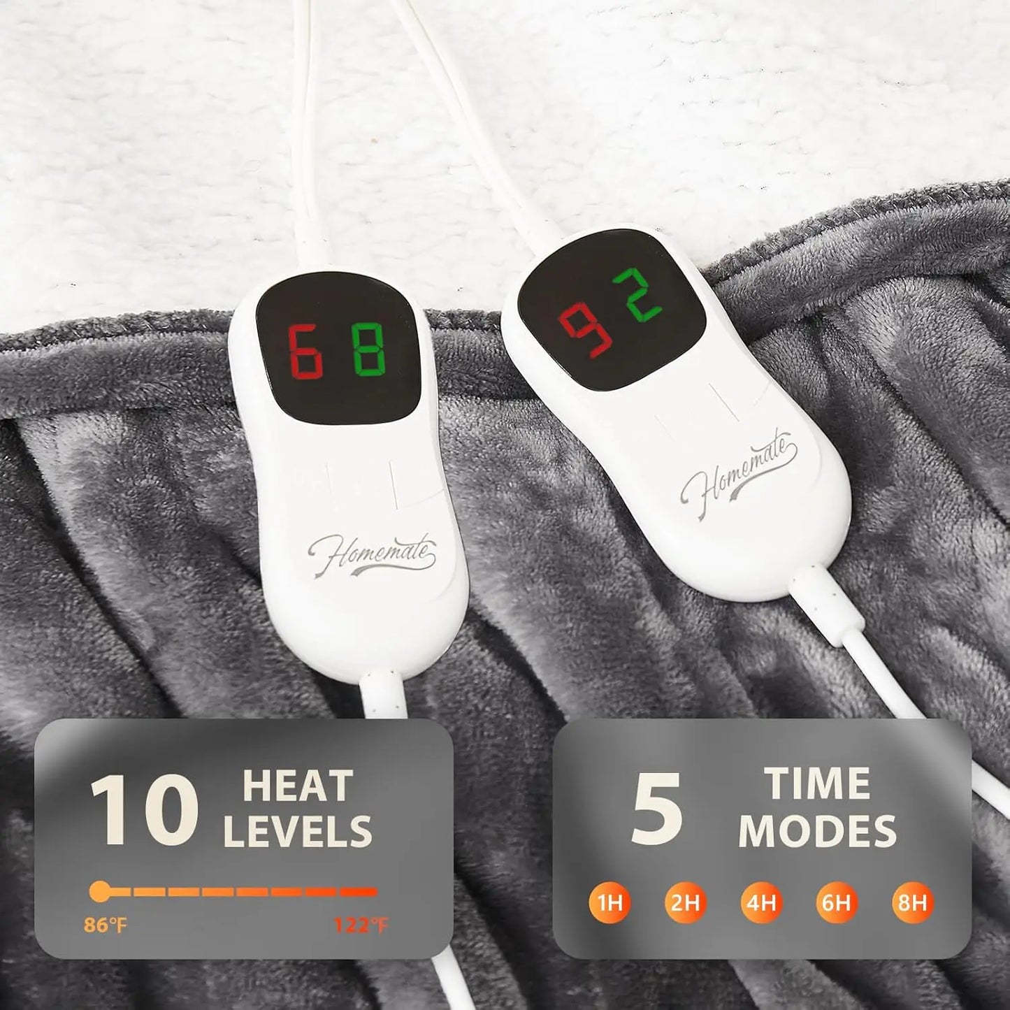 Electric Heated Blanket With 10 Heat Levels Auto Off