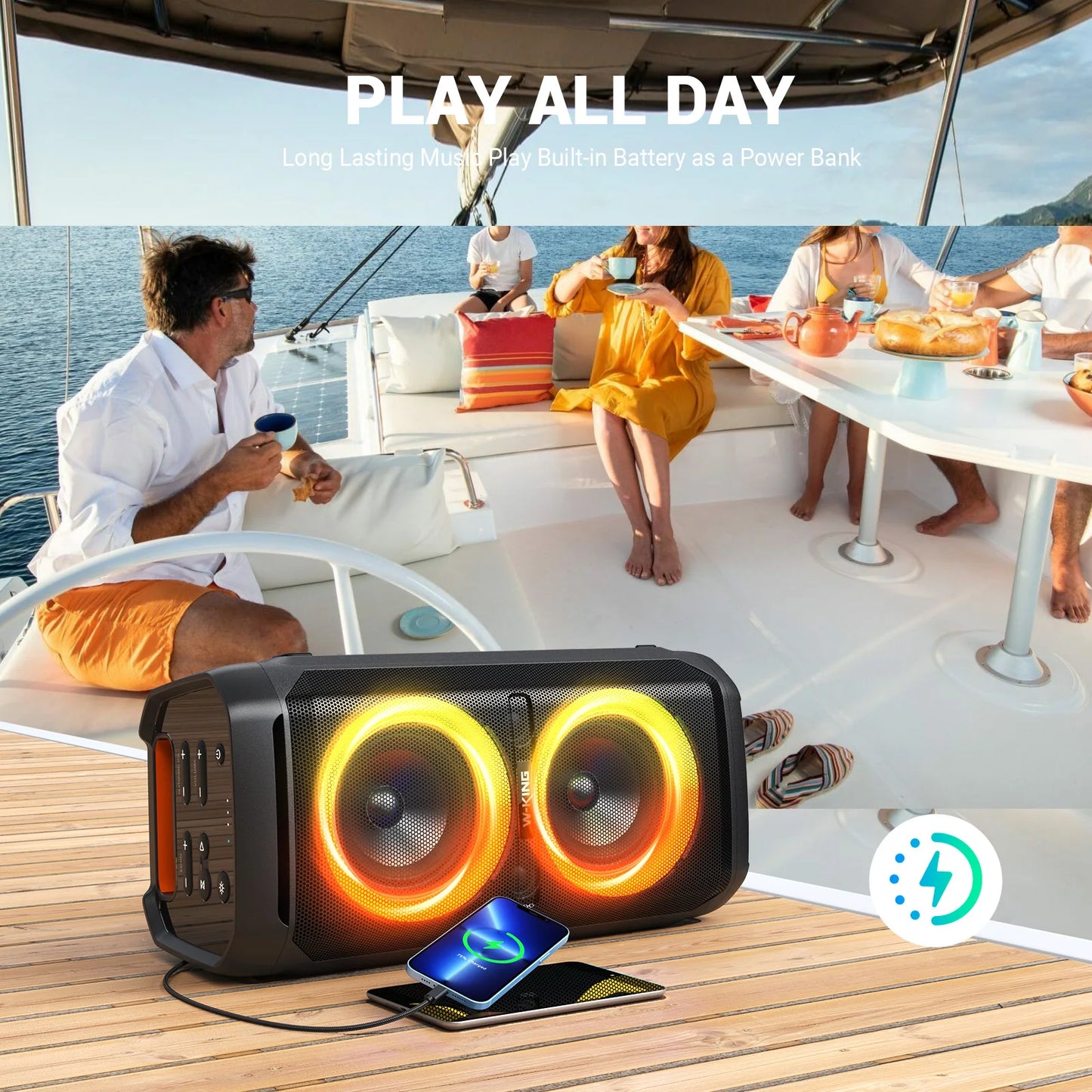 W King 100W RMS Bluetooth Speaker IPX6 Waterproof Deep Bass