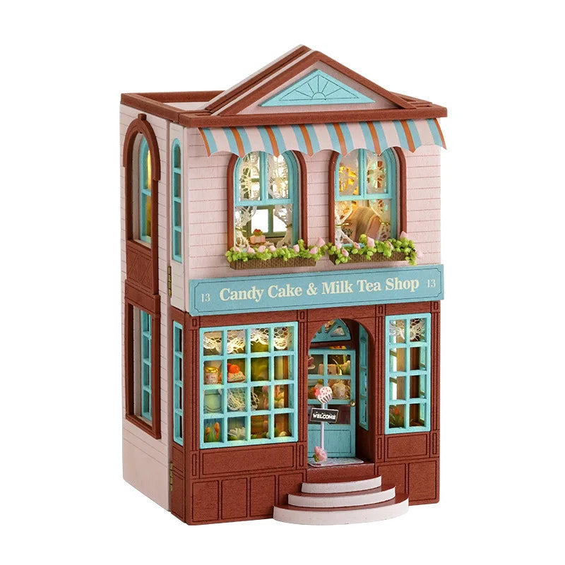 Diy Mini Wooden Dollhouse With Furniture Light Pink Princess Villa Kit