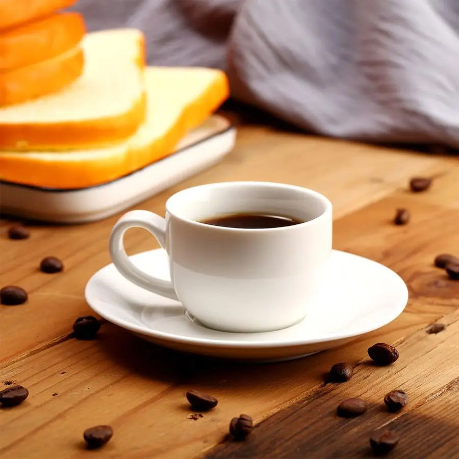 Porcelain Espresso Cups With Saucers White Ceramic Coffee Sets