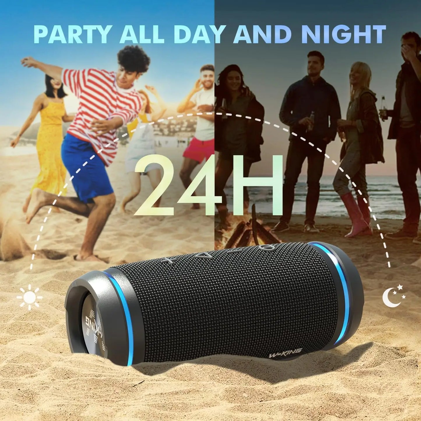 W-King BT226 Portable Bluetooth Speaker 36W Bass 24H Playtime IPX6