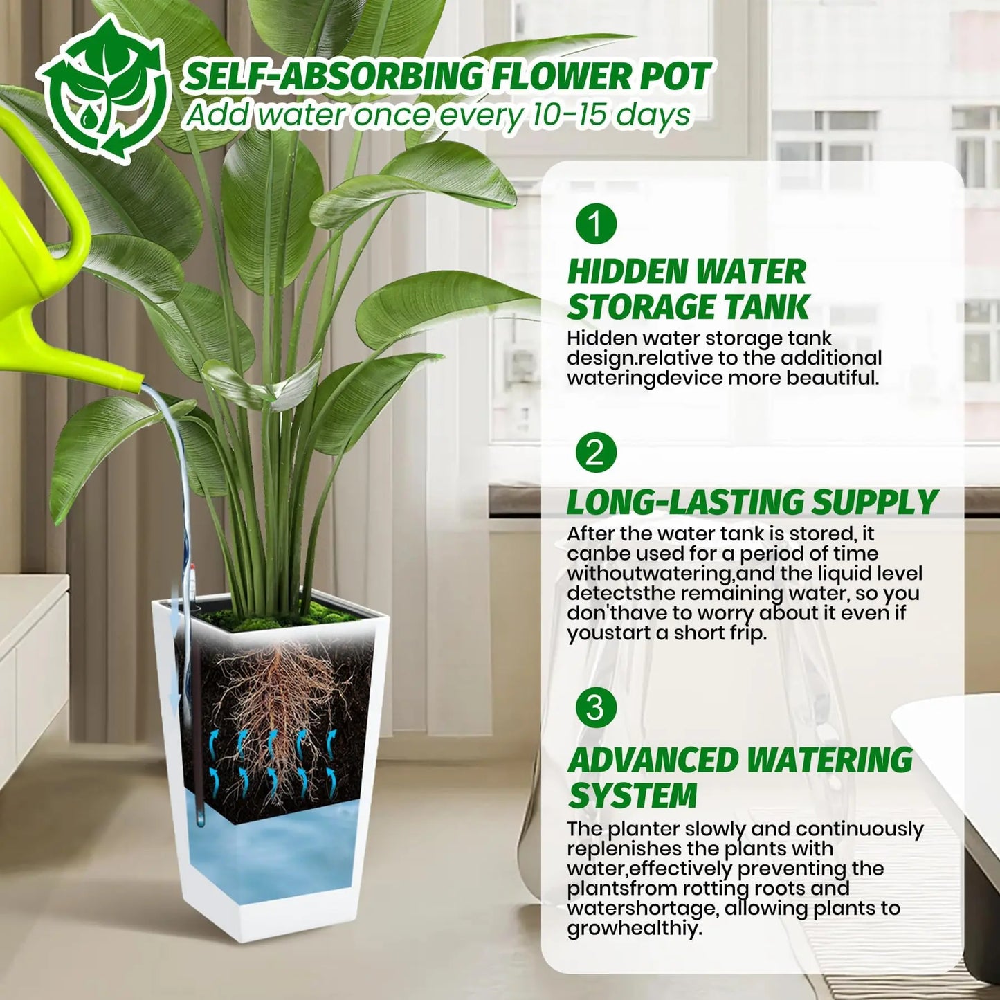 HiMISS Self Watering Planters Set Of 2