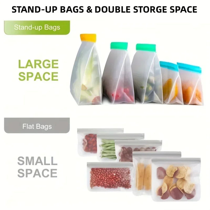 Untior Reusable Silicone Food Bag Freezer Storage Pouch Leakproof