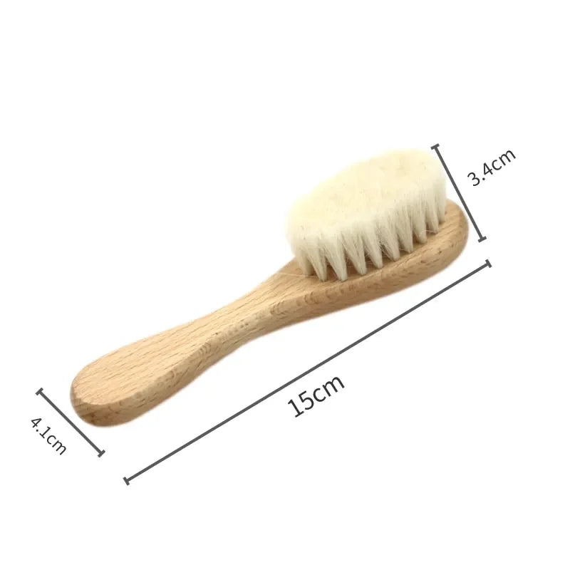 2 Piece Baby Care Hair Wool Brush And Beech Wood Comb