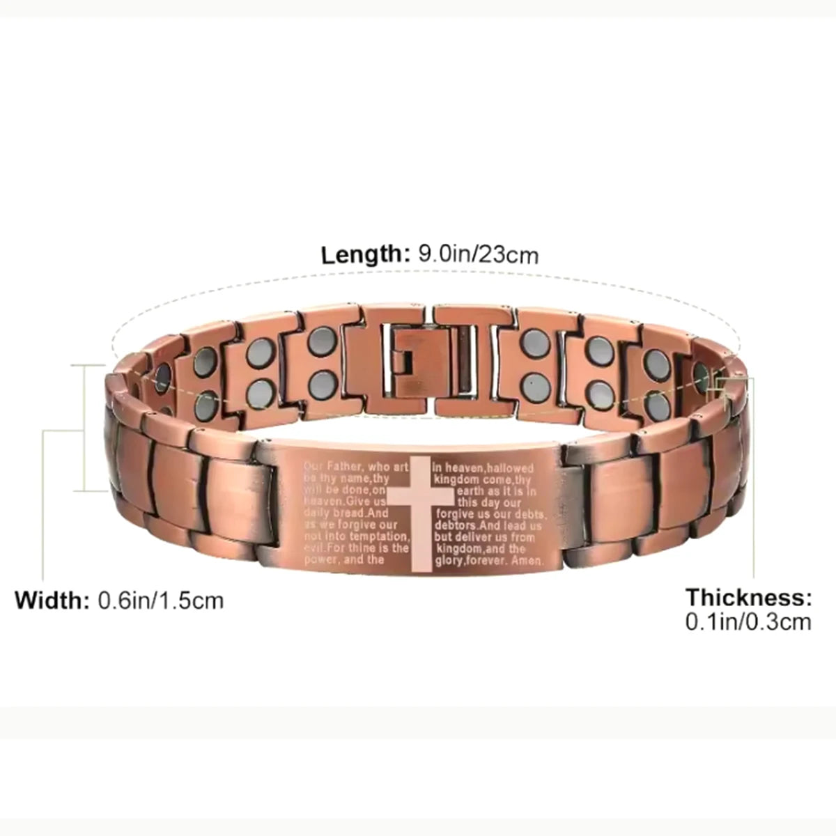 Vintage Copper Cross Prayer Scripture Adjustable Christian Faith Bracelet